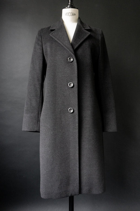 Vintage Max Mara Wollmantel, Anthrazit, S–M