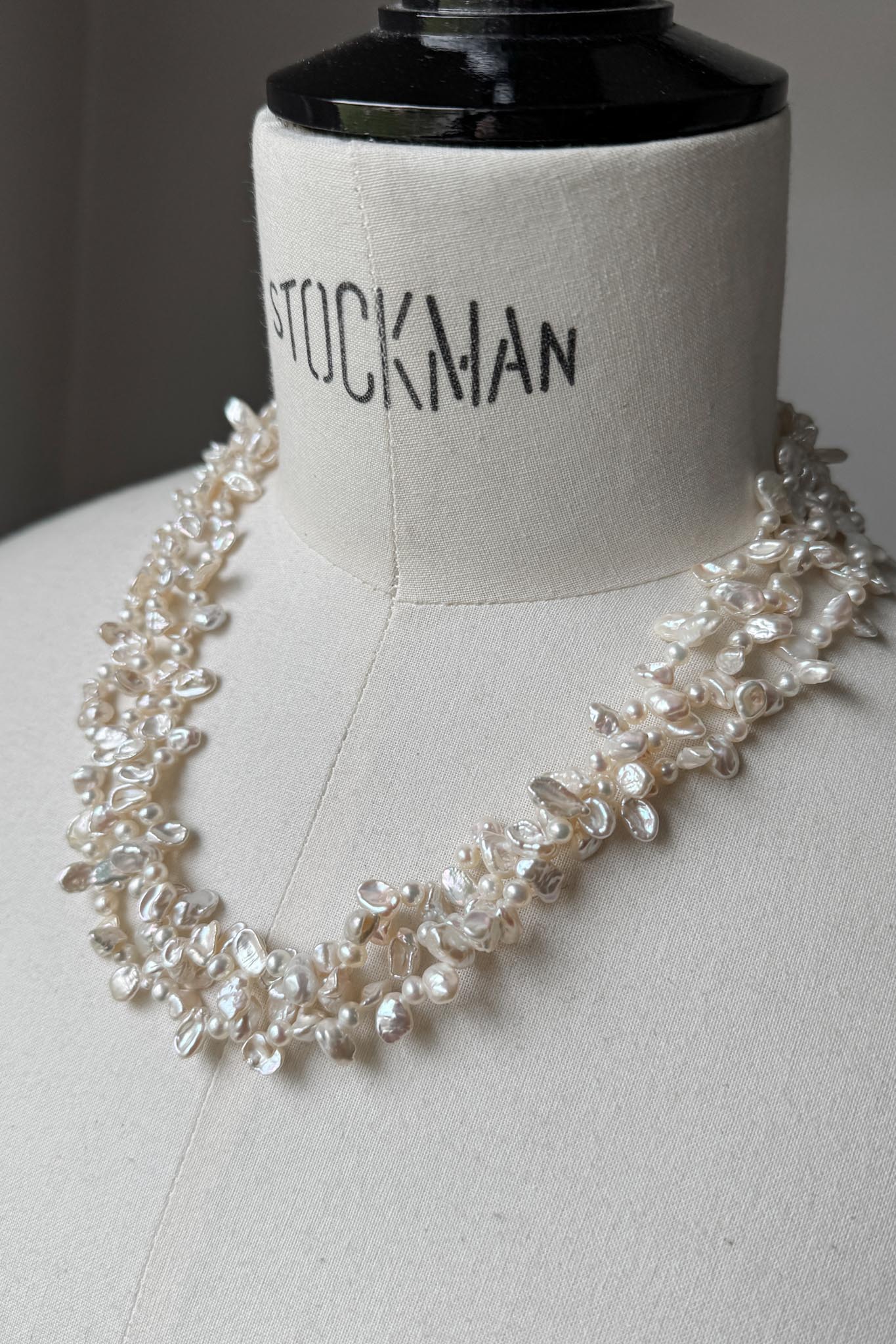 Vintage Keshi Perlenkette 925 Silber Organic Süßwasser Statement Necklace theplaincircle vintage
