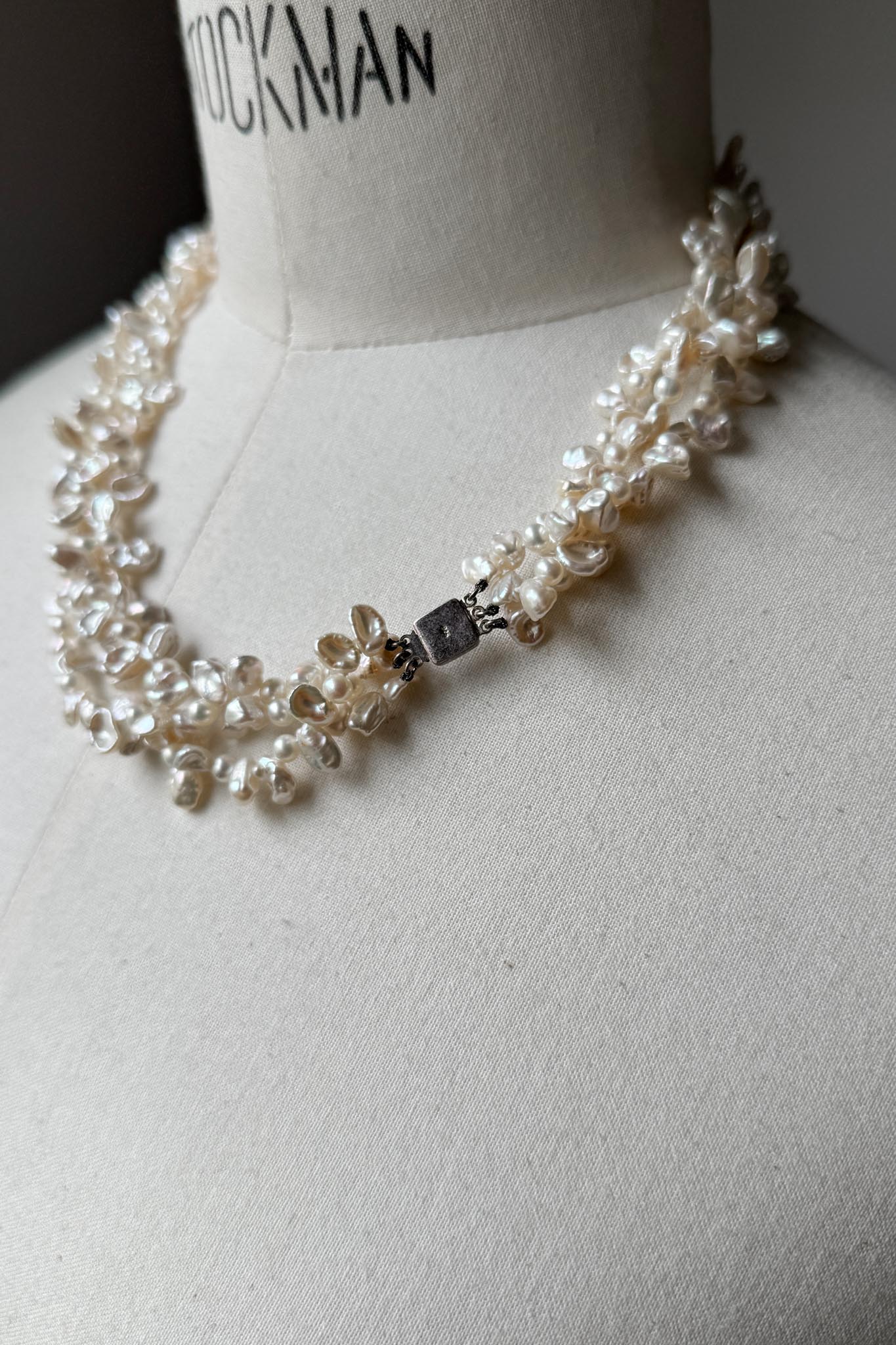 Vintage Keshi Perlenkette 925 Silber Organic Süßwasser Statement Necklace theplaincircle vintage