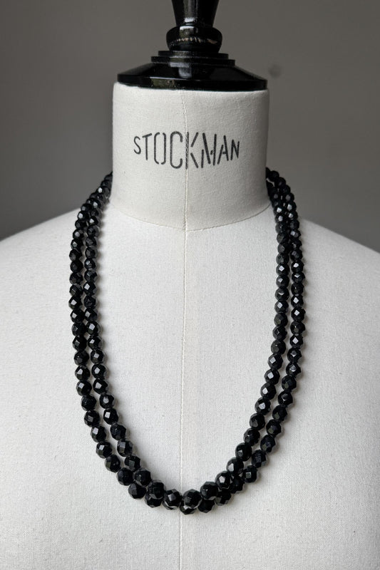 Antike lange Gagat-Kette aus den 1920er Jahren – Echter Jet Schmuck theplaincircle vintage