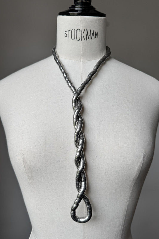 Vintage Flexible Silver Statement Necklace – Sculptural Minimalist Snake Chain theplaincircle vintage