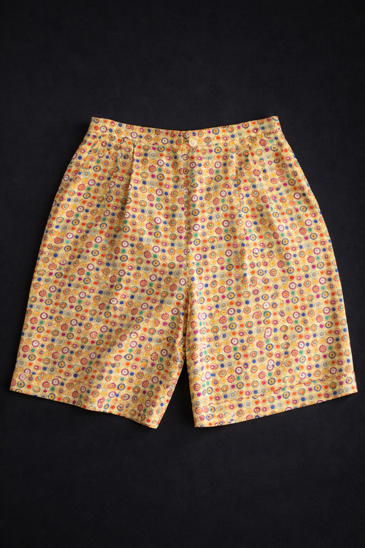 Vintage Seiden Shorts 80s – Maßgefertigte Silk Shorts mit Muster, S–M theplaincircle vintage