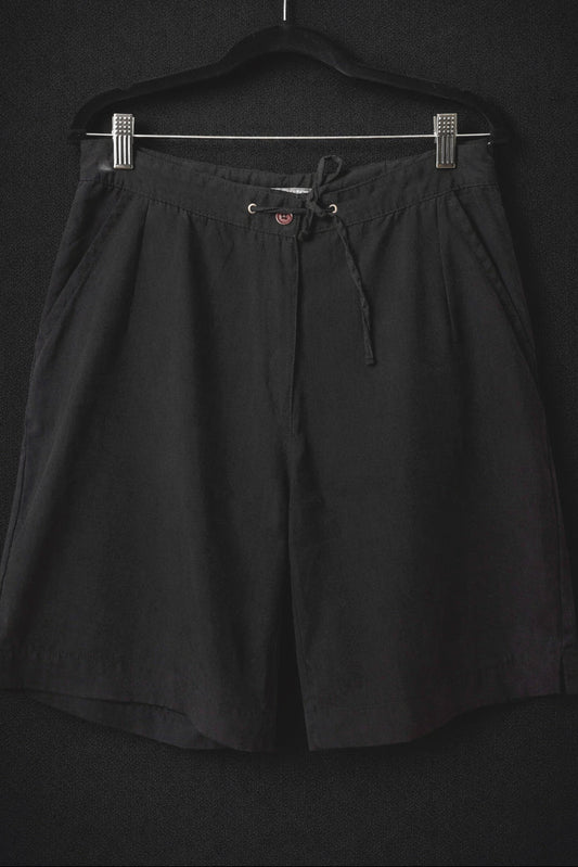 Schwarze Vintage Shorts mit Kordelbund – leichte Sommer Shorts, L theplaincircle vintage