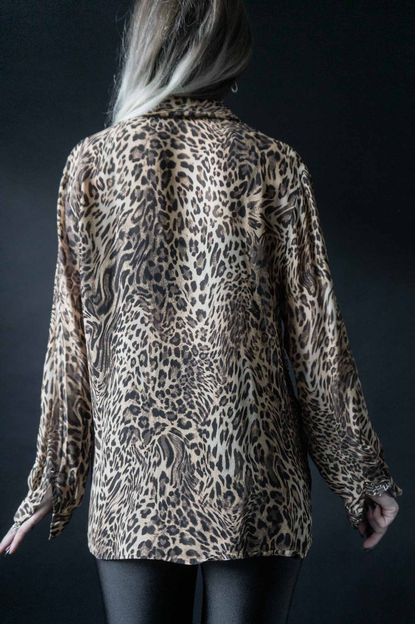 Vintage Bluse Leopardenmuster Viskose