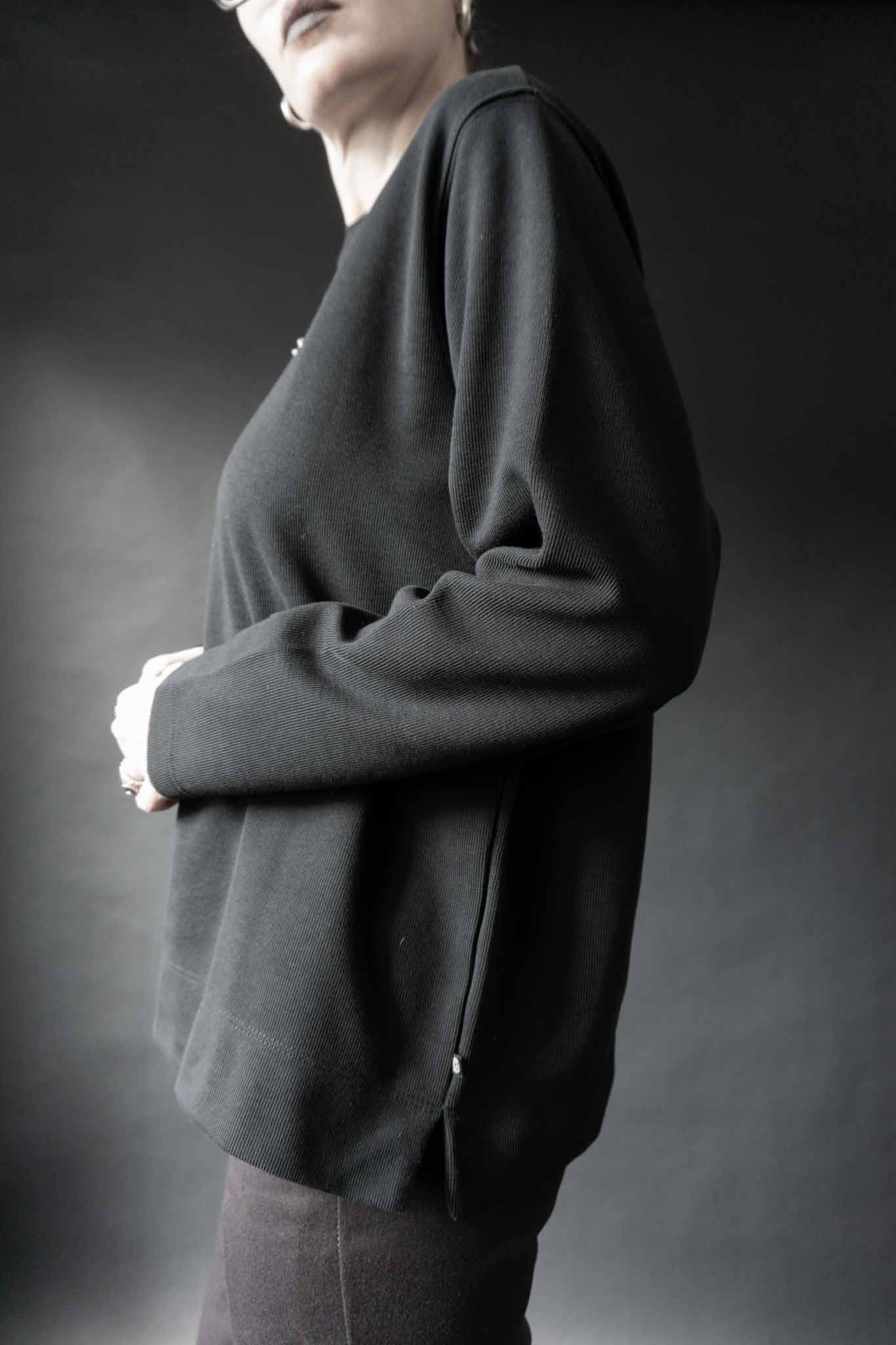 Vintage schwarzes Sweatshirt – minimalistisches Basic, Rundhalsausschnitt, lockere Passform