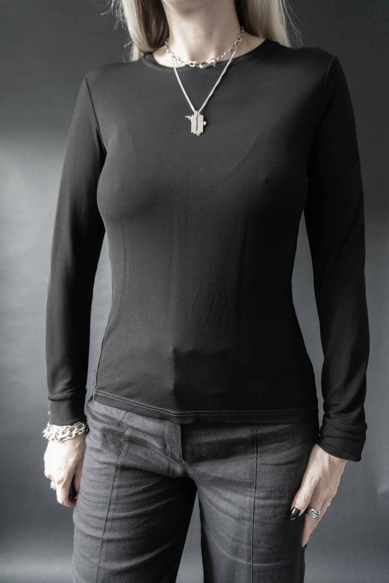 Schwarzes Vintage Longsleeve minimalistisch