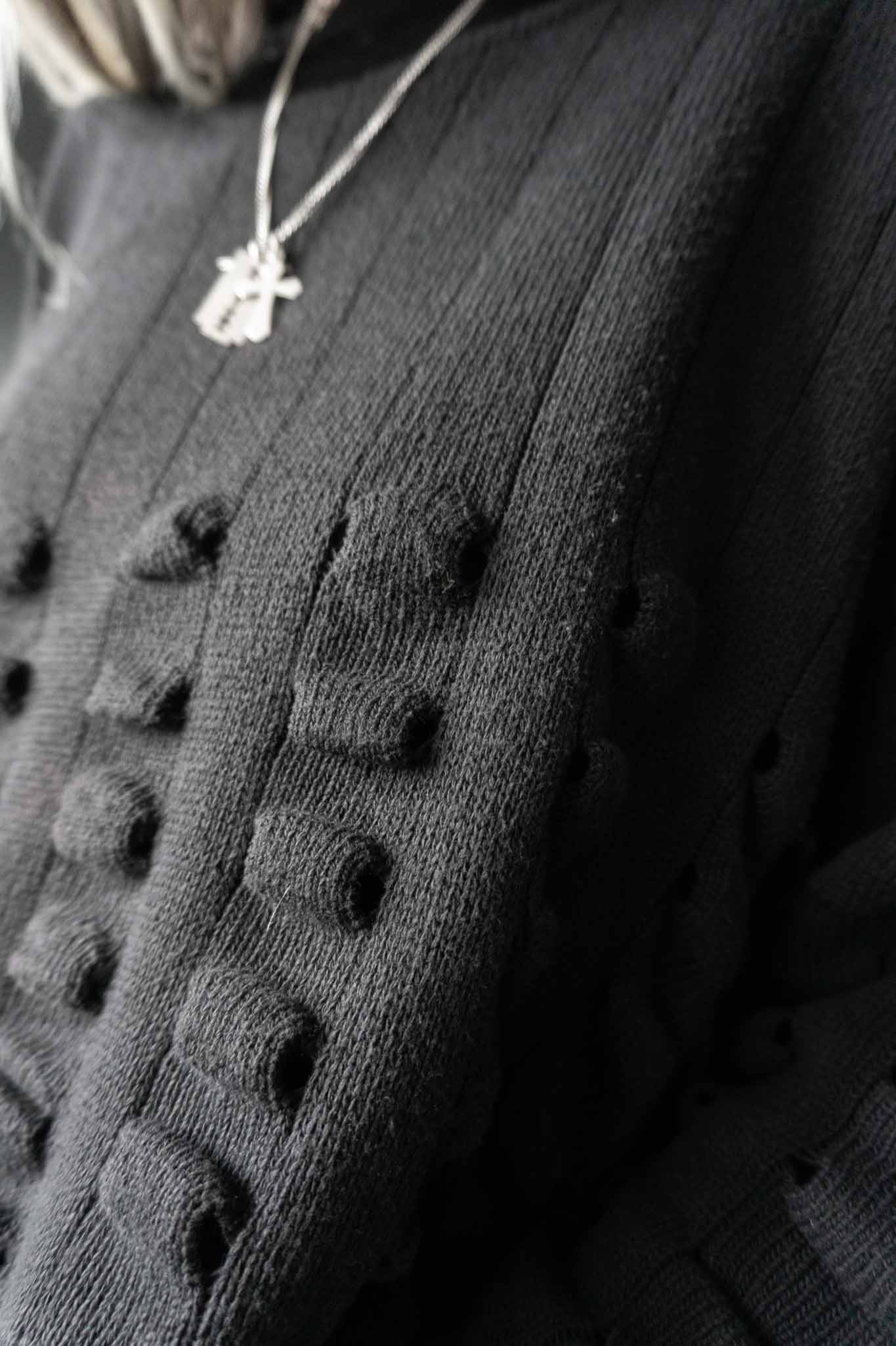 Schwarzer Vintage Strickpullover mit 3D-Struktur