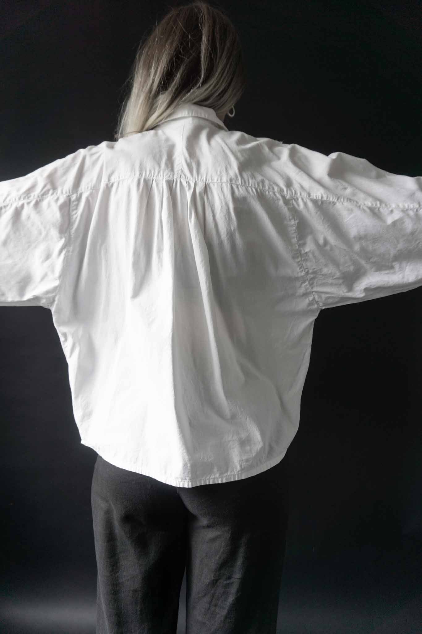 Weiße 80s Vintage Bluse mit Rüschen