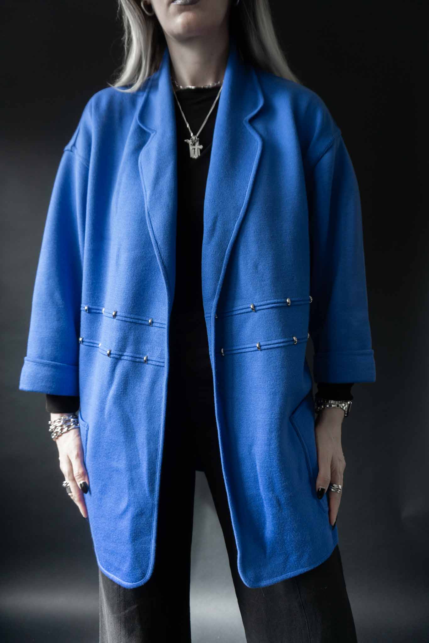 Escada Vintage Strickjacke in Royalblau aus den 80er Jahren