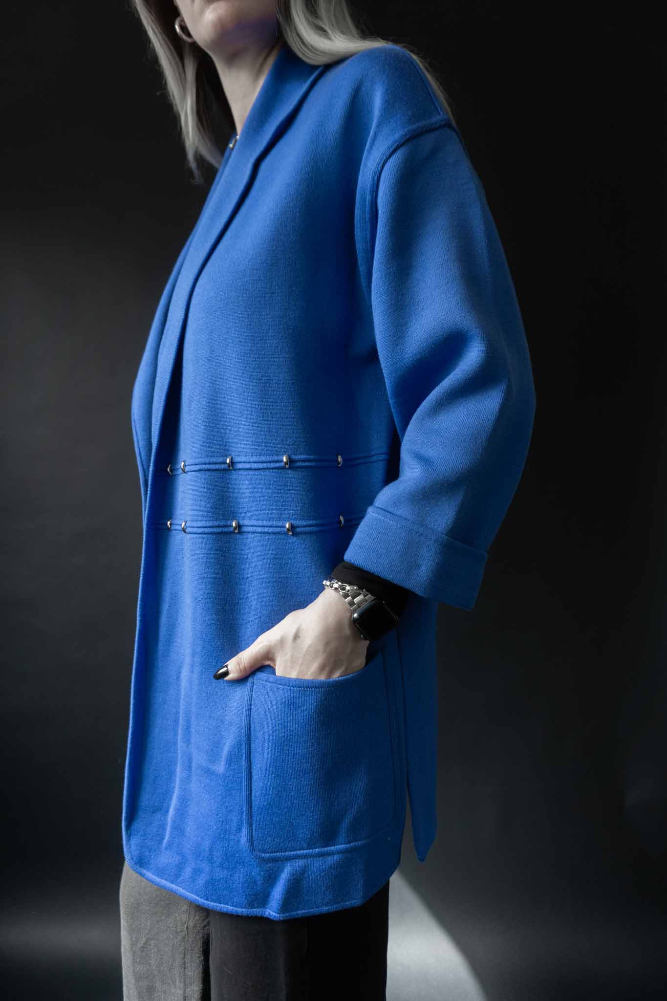 Escada Vintage Strickjacke in Royalblau aus den 80er Jahren