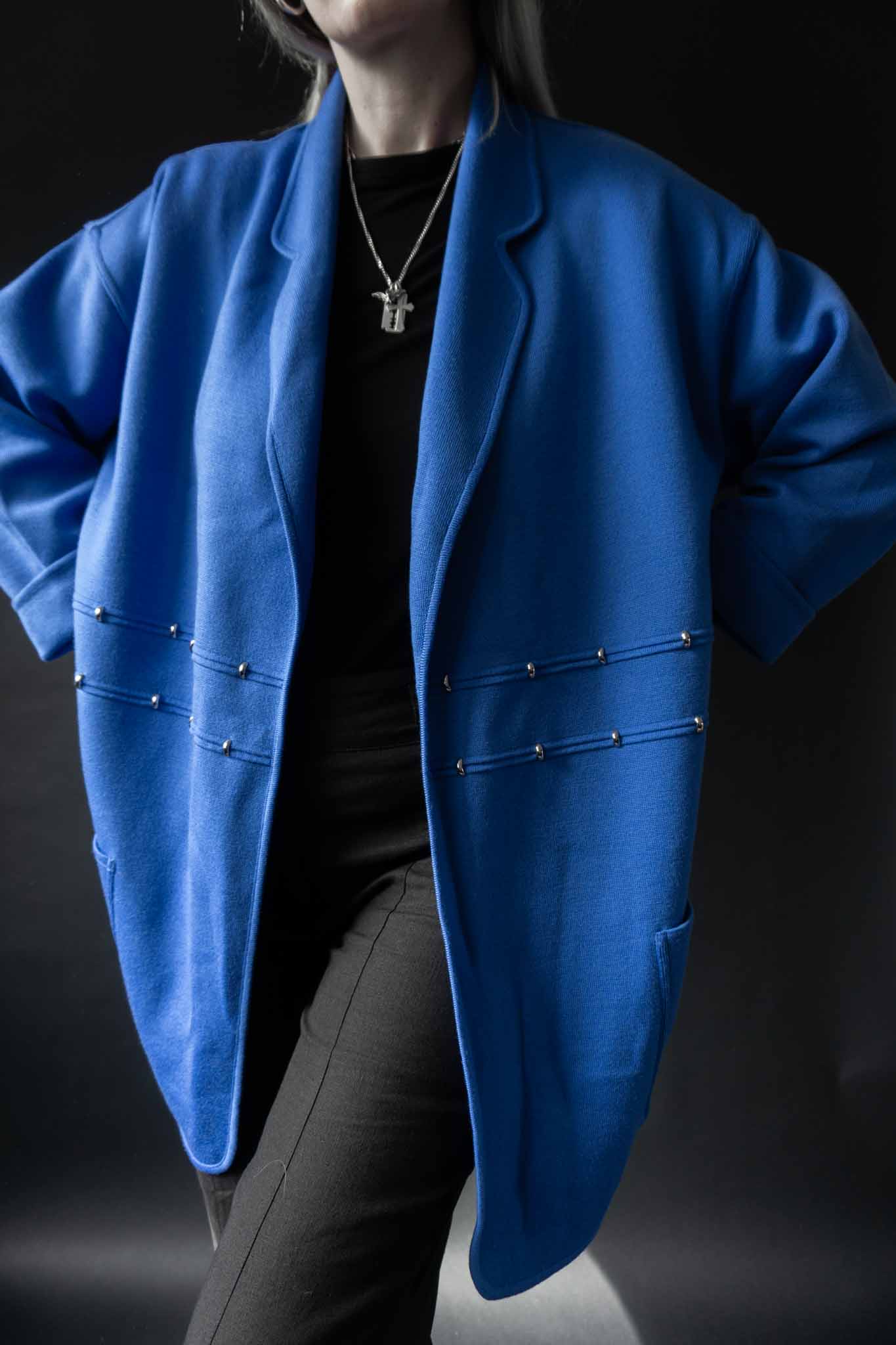 Escada Vintage Strickjacke in Royalblau aus den 80er Jahren