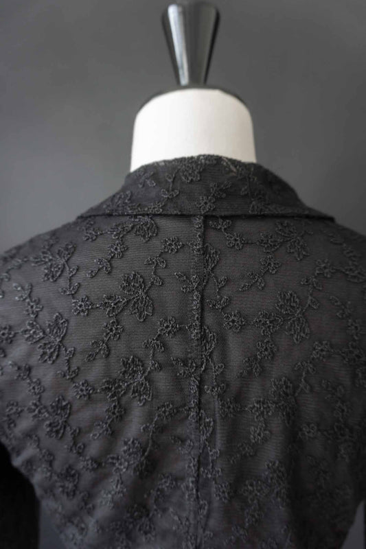 Schwarzer Vintage Spitzen-Bolero mit Kragen im Gothic Look