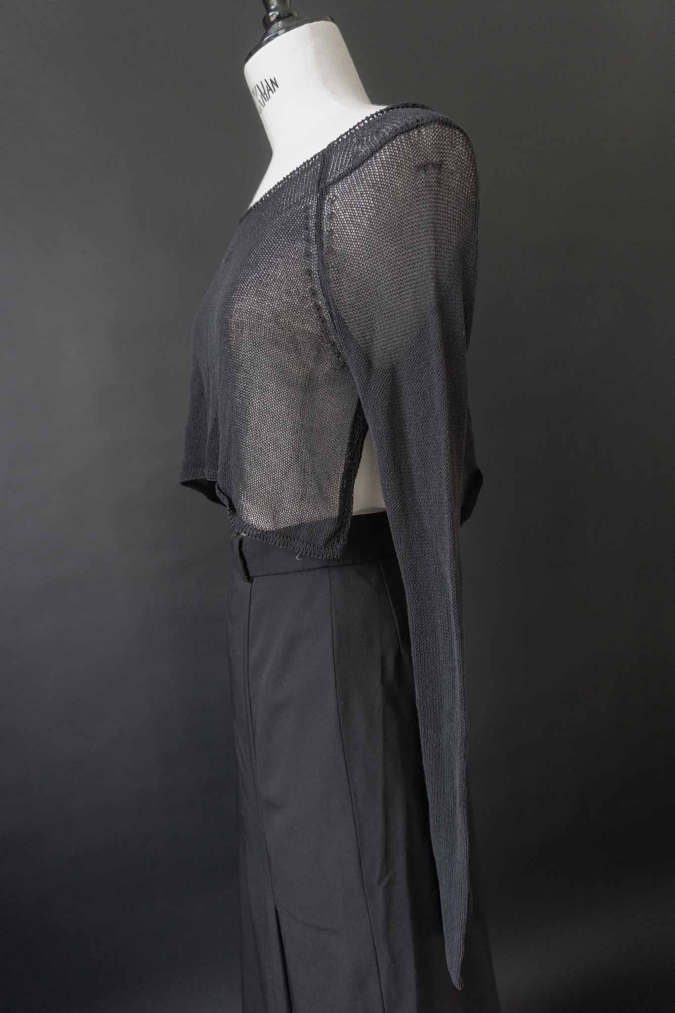 Vintage Strickpullover in Schwarz mit extralangem Ärmel-Design