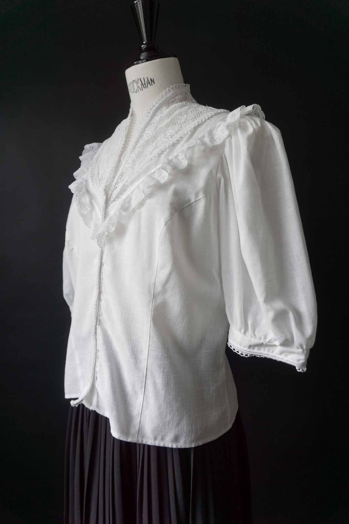 Vintage Bluse 70s Spitze, XS–S theplaincircle vintage