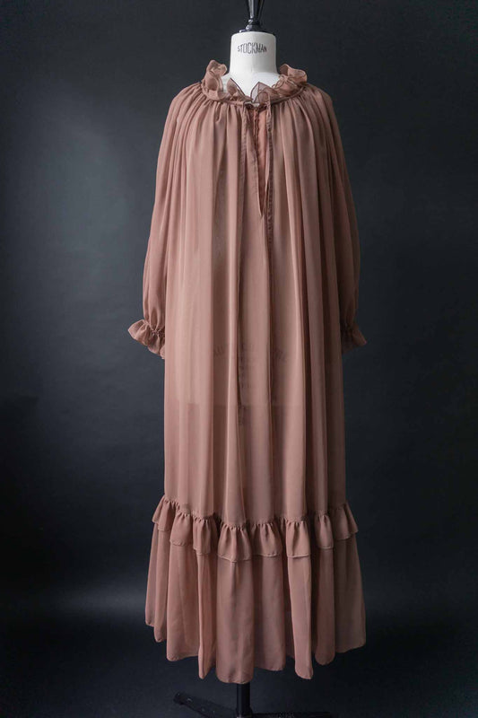 Vintage 60s Maxikleid Rosé mit Rüschen und OPTI Reißverschluss