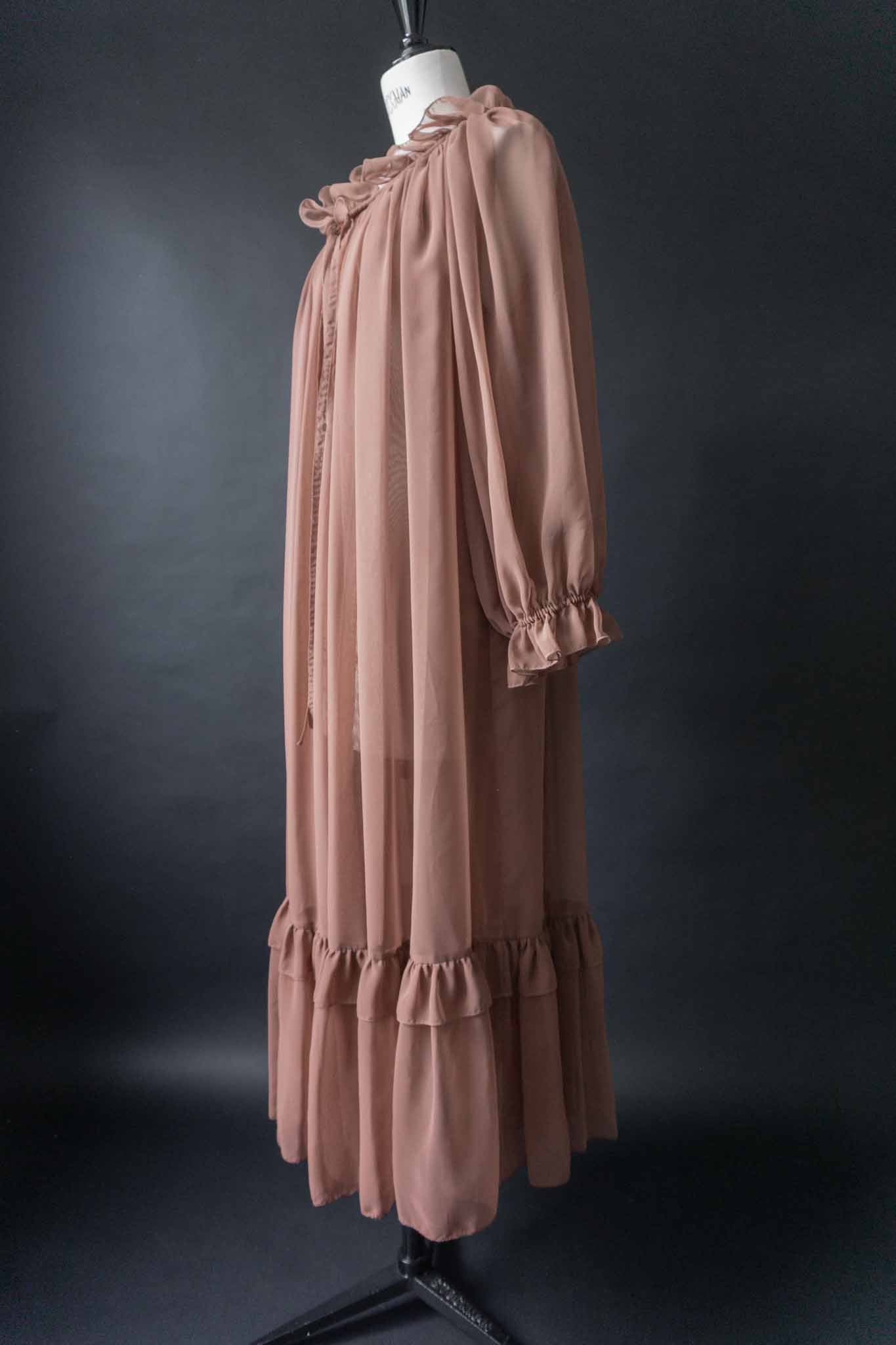Vintage 60s Maxikleid Rosé mit Rüschen und OPTI Reißverschluss