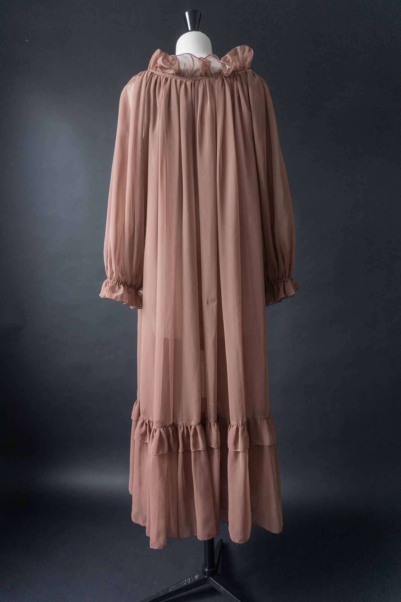 Vintage 60s Maxikleid Rosé mit Rüschen und OPTI Reißverschluss