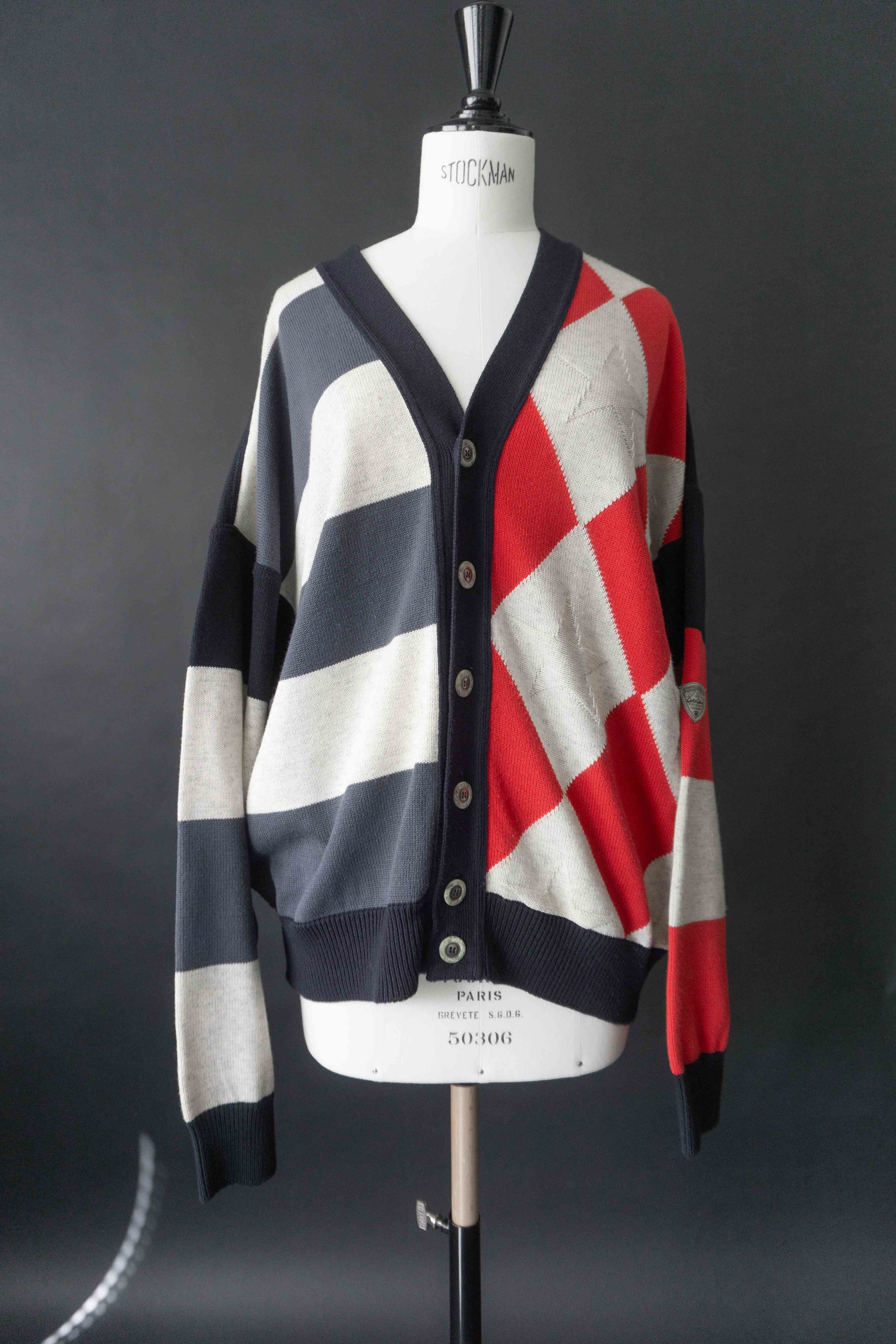 Vintage Carlo Colucci Strickjacke mit Sternmuster und Logo-Patch