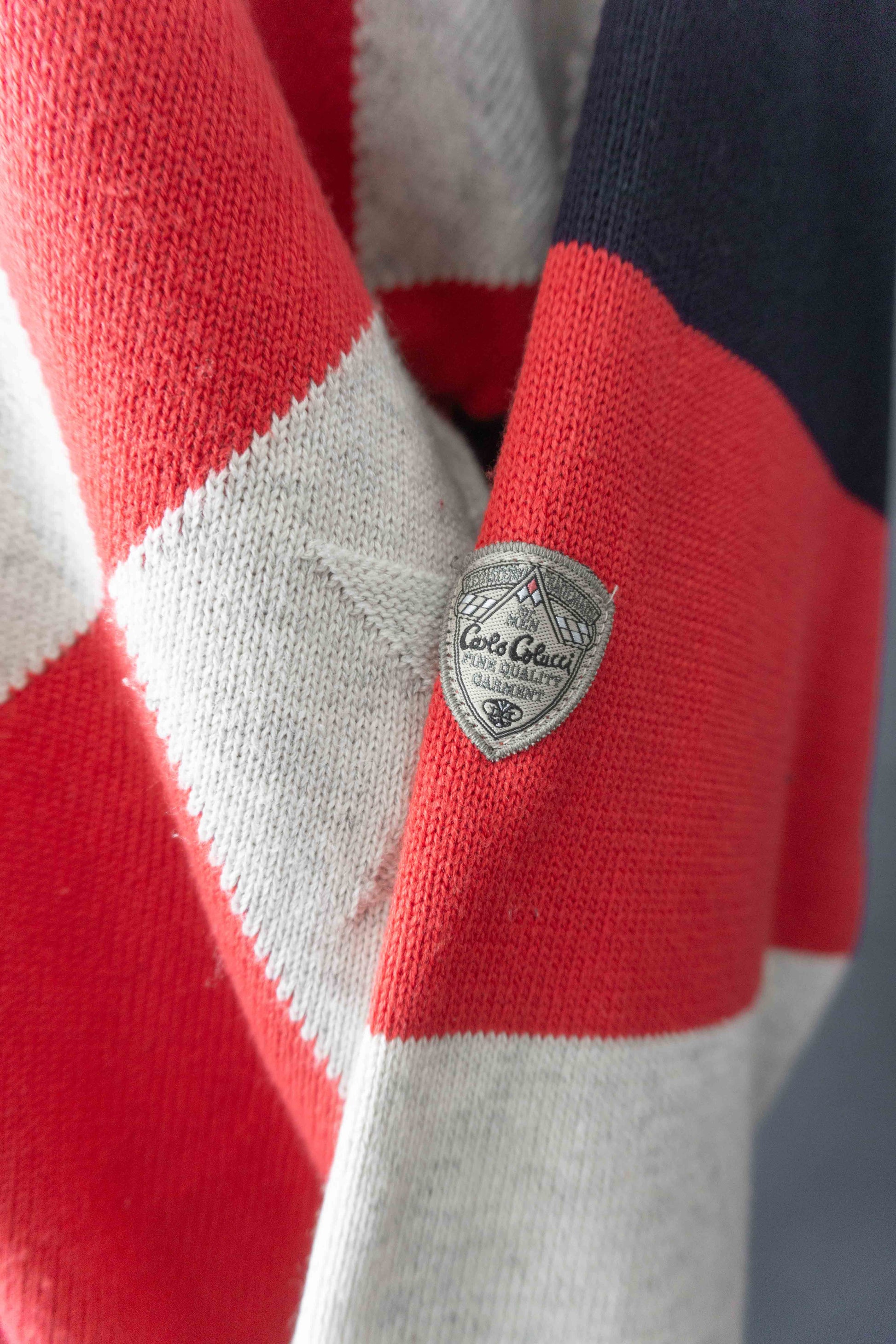 Vintage Carlo Colucci Strickjacke mit Sternmuster und Logo-Patch