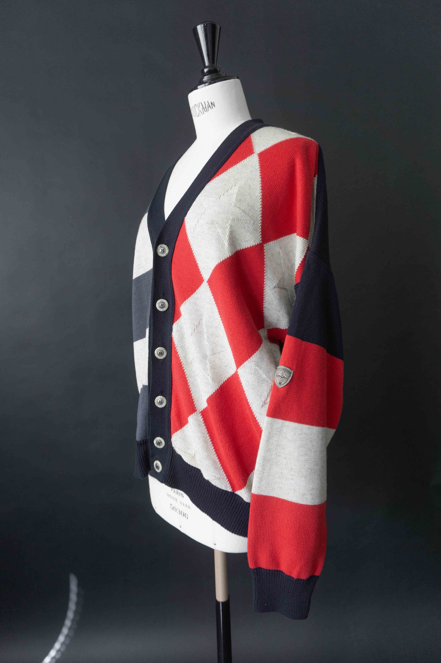 Vintage Carlo Colucci Strickjacke mit Sternmuster und Logo-Patch