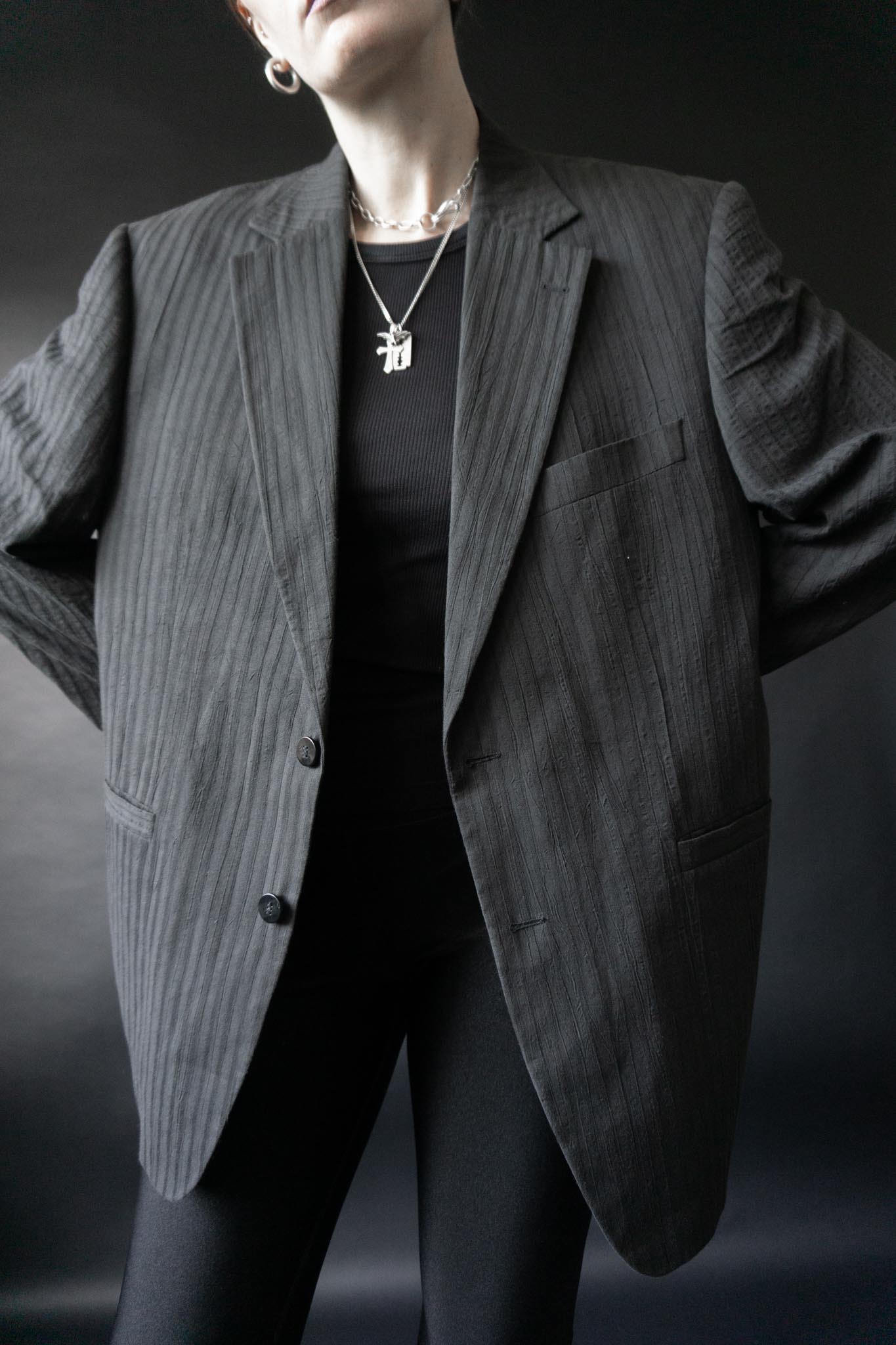 Doris Hartwich Blazer 90s Oversized Anthrazit Baumwolle