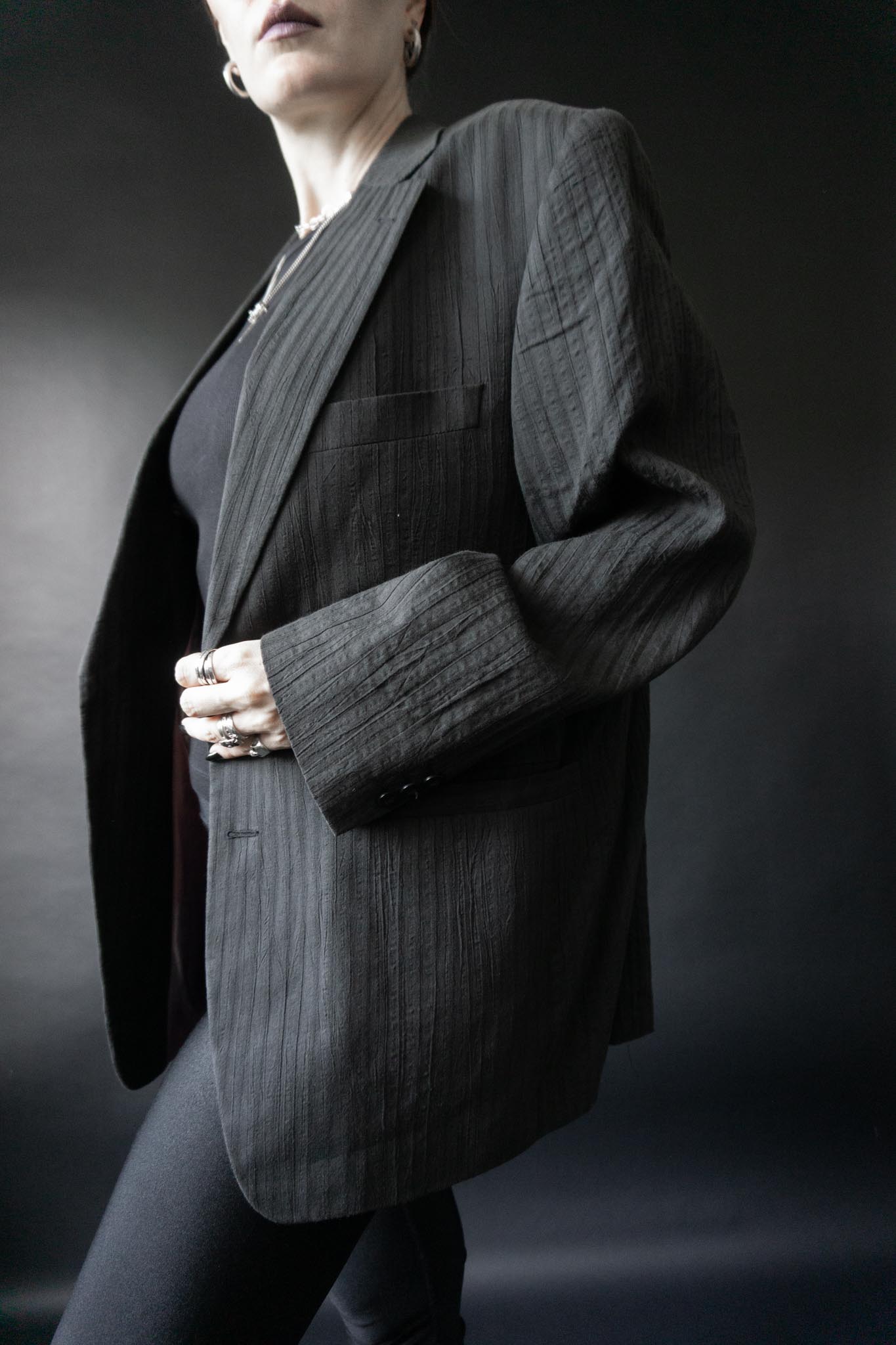 Doris Hartwich Blazer 90s Oversized Anthrazit Baumwolle