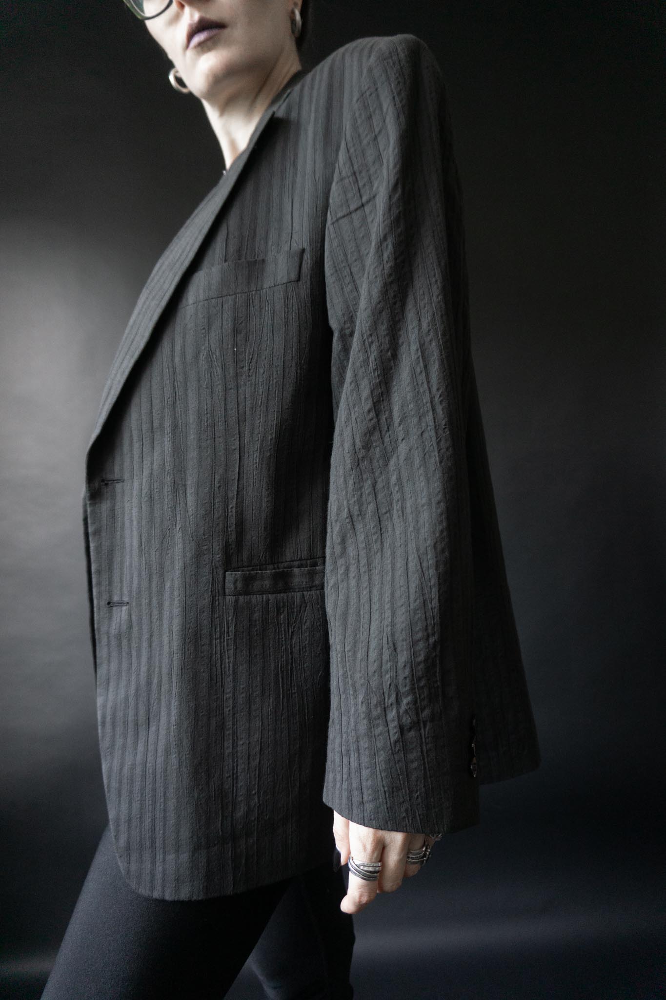 Doris Hartwich Blazer 90s Oversized Anthrazit Baumwolle