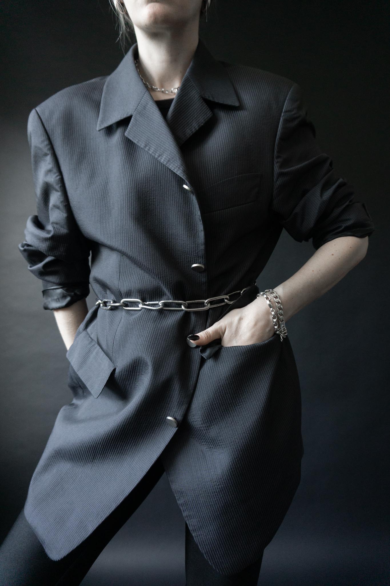 Doris Hartwich Blazer Vintage 90s Schwarz Baumwolle Oversized