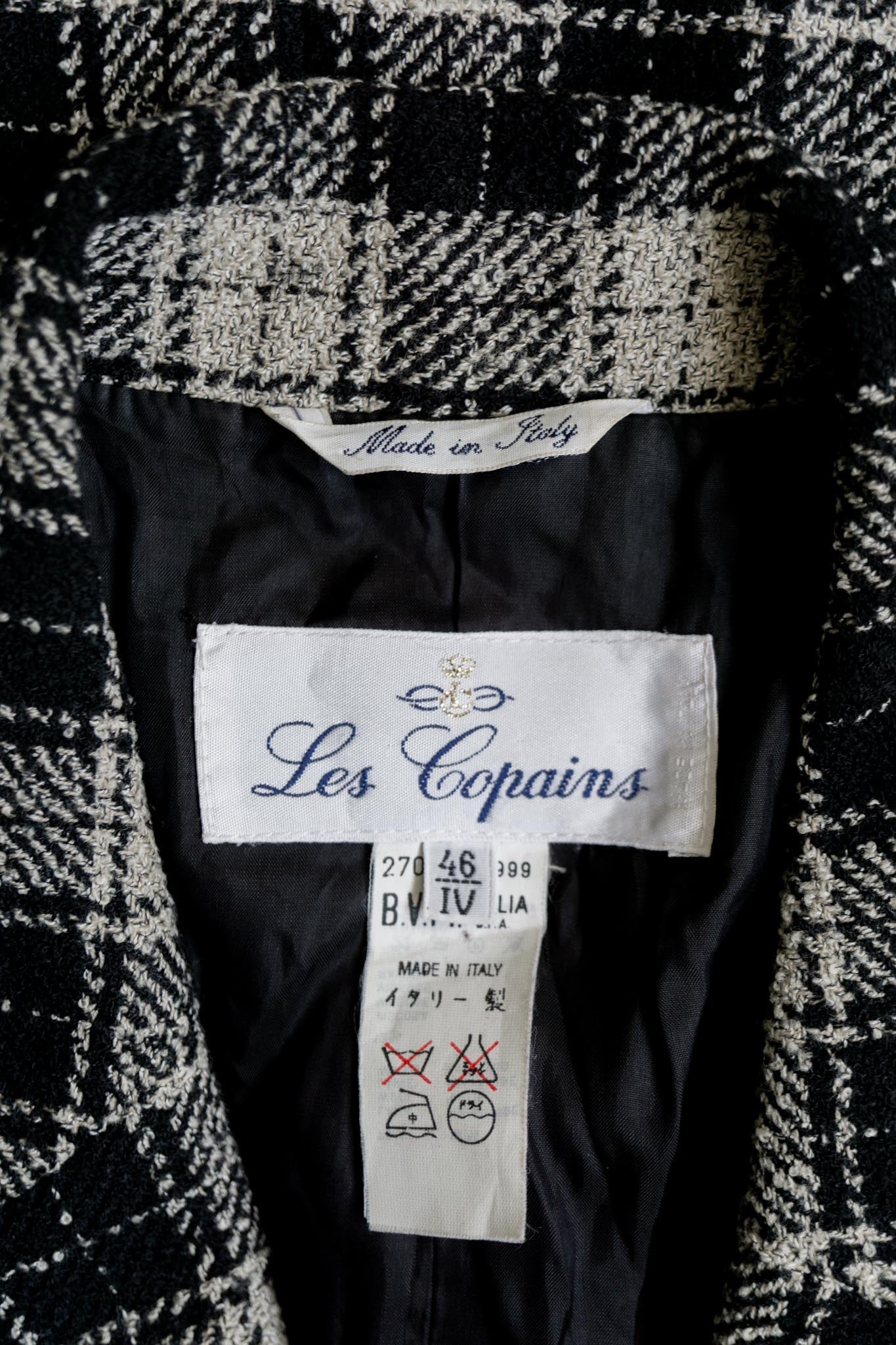 Vintage Les Copains Blazer 80s kariert Schwarz Weiß Wolle Made in Italy