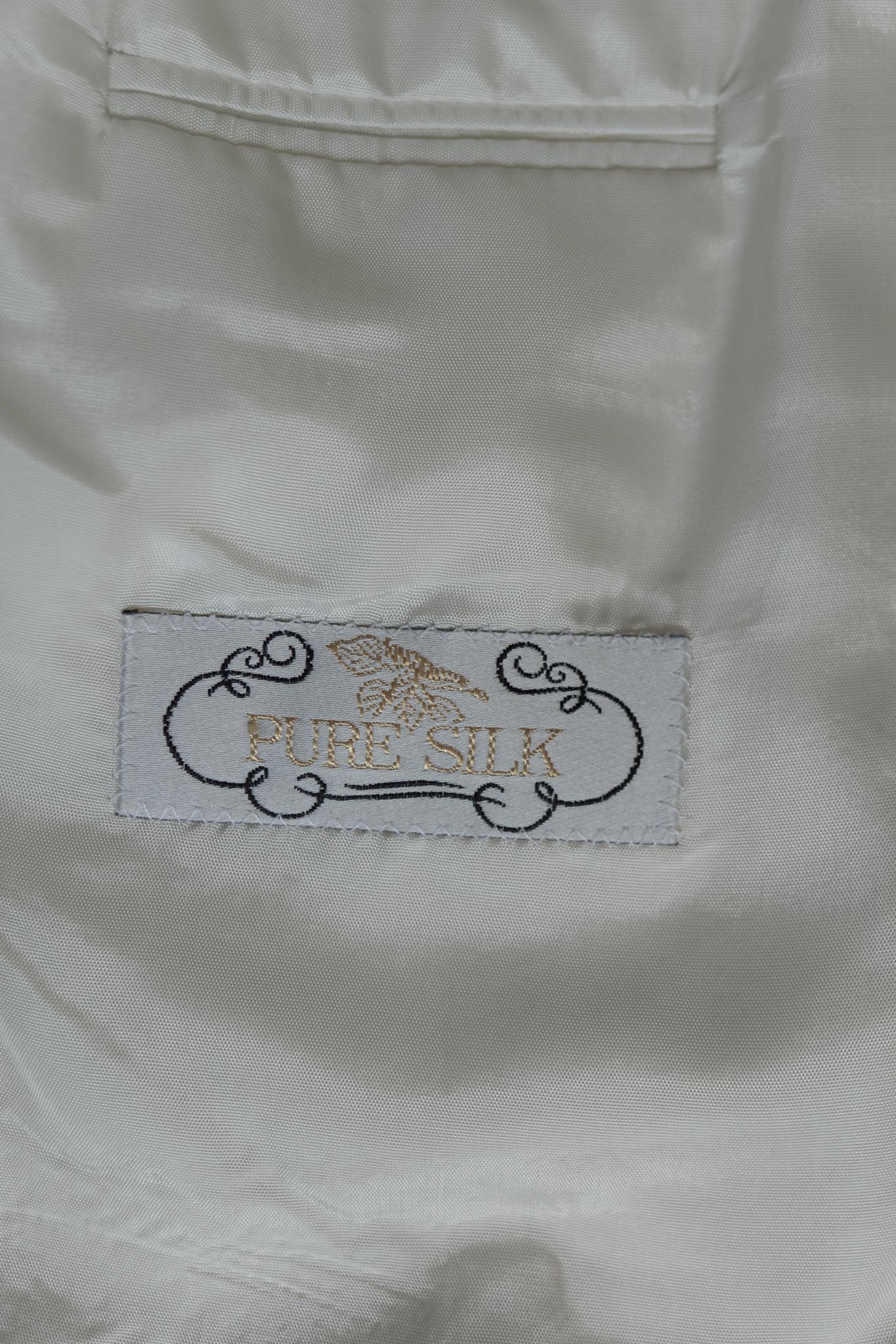 Weißer Vintage Blazer aus 100 % Wildseide mit Reverskragen, 80s Mode