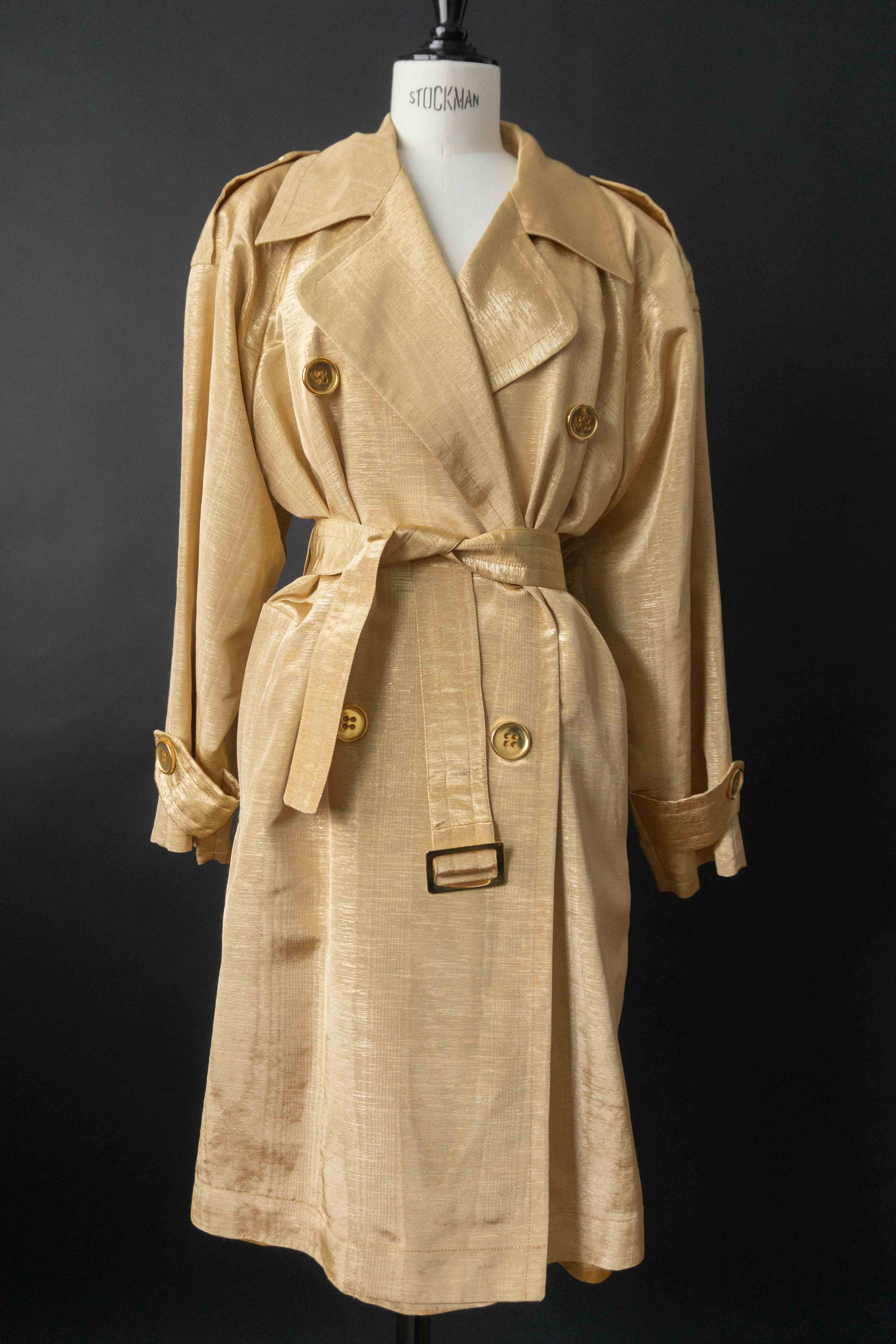 Yves Saint Laurent Vintage Trenchcoat in Gold mit Logo-Knöpfen aus den 80ern
