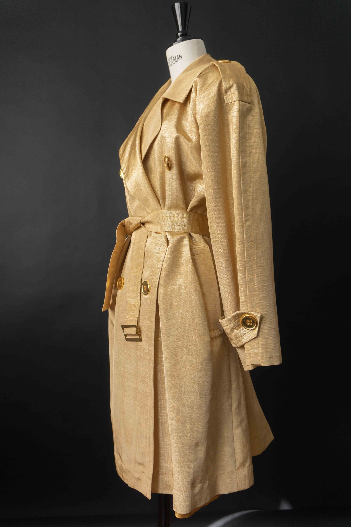 Yves Saint Laurent Vintage Trenchcoat in Gold mit Logo-Knöpfen aus den 80ern