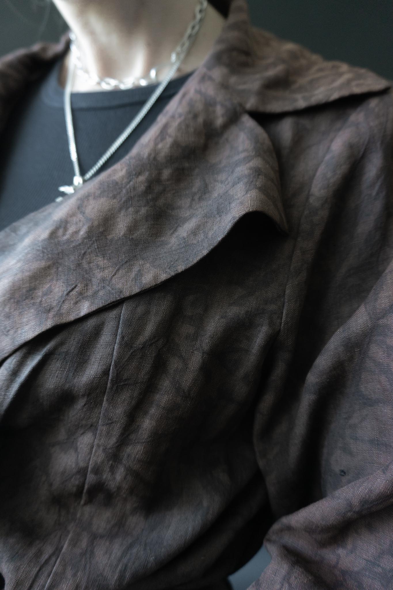 Annette Goertz Vintage Jacke aus Leinen, braun-schwarz mit Marmormuster & Gürtel