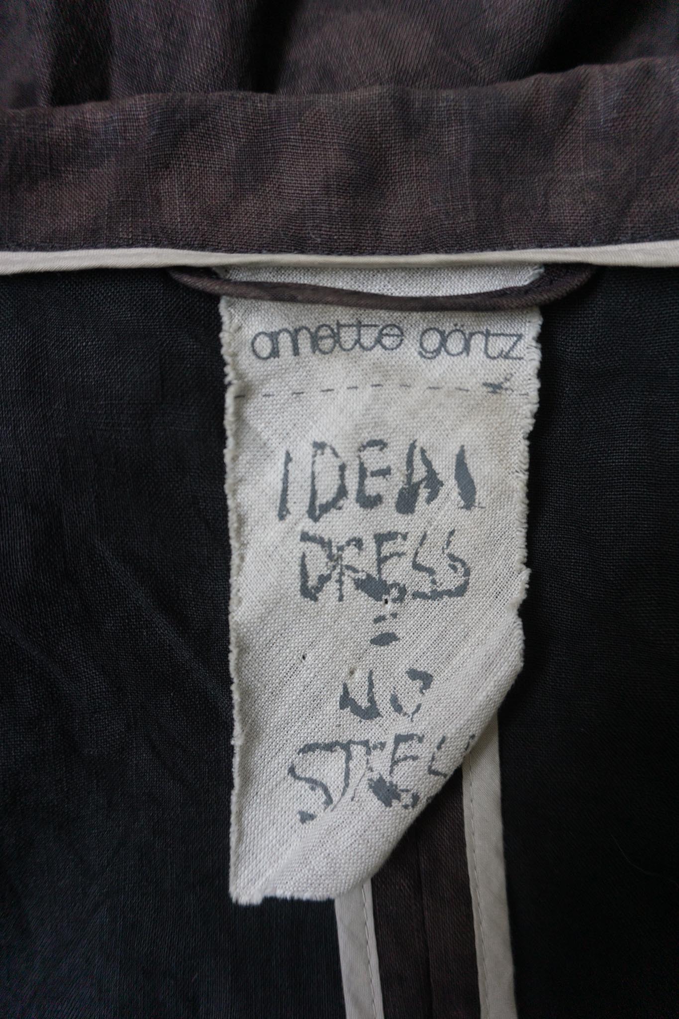 Annette Goertz Vintage Jacke aus Leinen, braun-schwarz mit Marmormuster & Gürtel