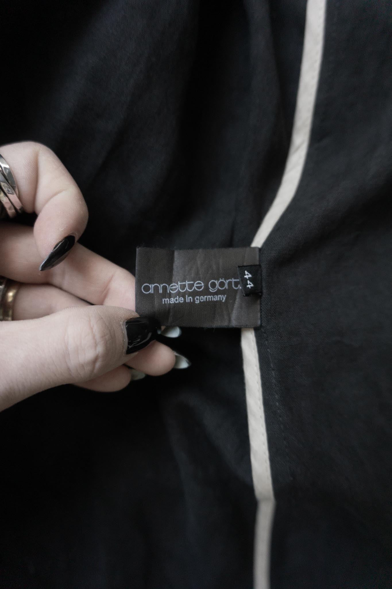 Annette Goertz Vintage Jacke aus Leinen, braun-schwarz mit Marmormuster & Gürtel