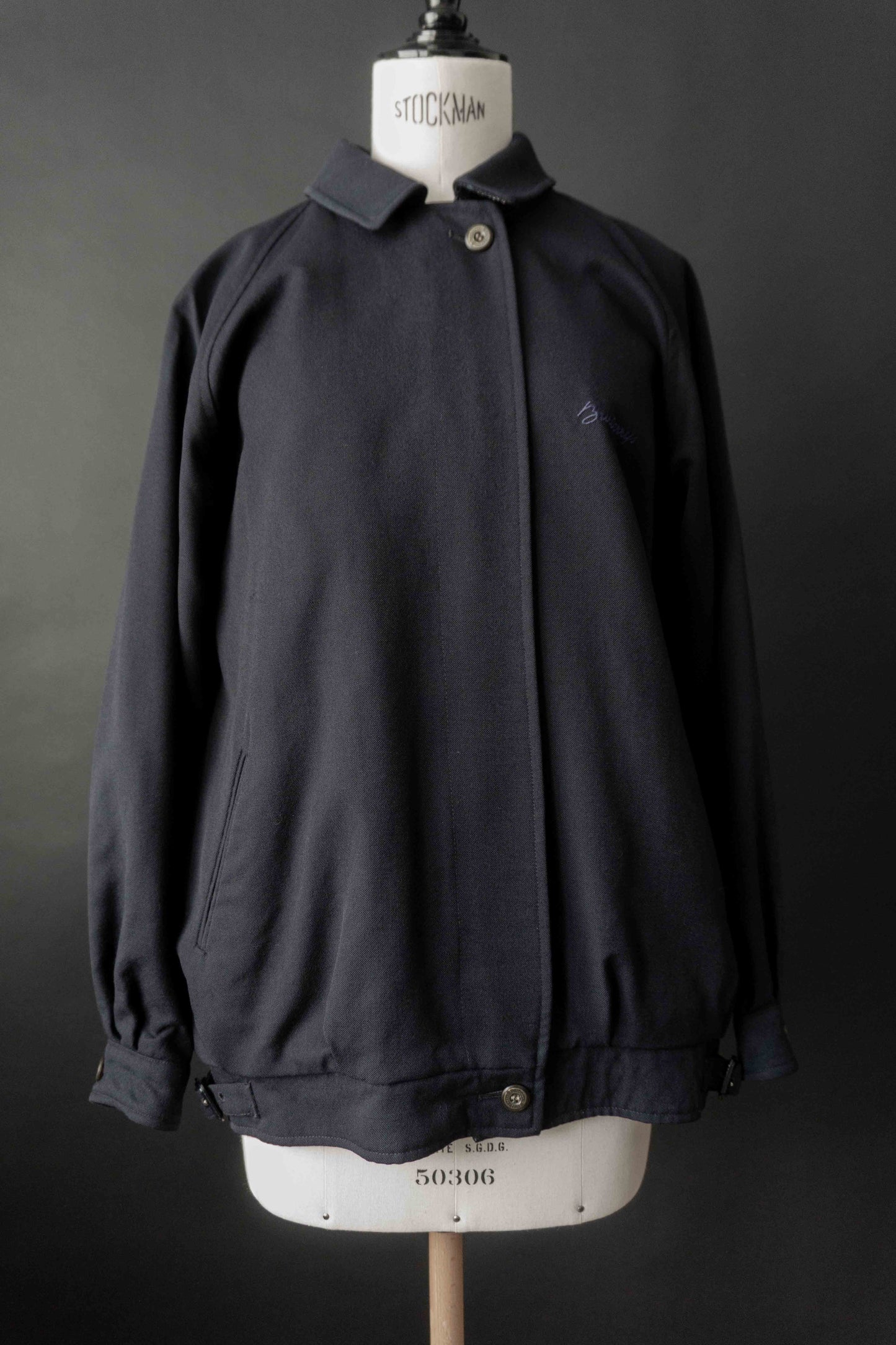 Vintage Burberry Blouson aus Wolle in Navy mit Stickerei und Nova Check Innenfutter