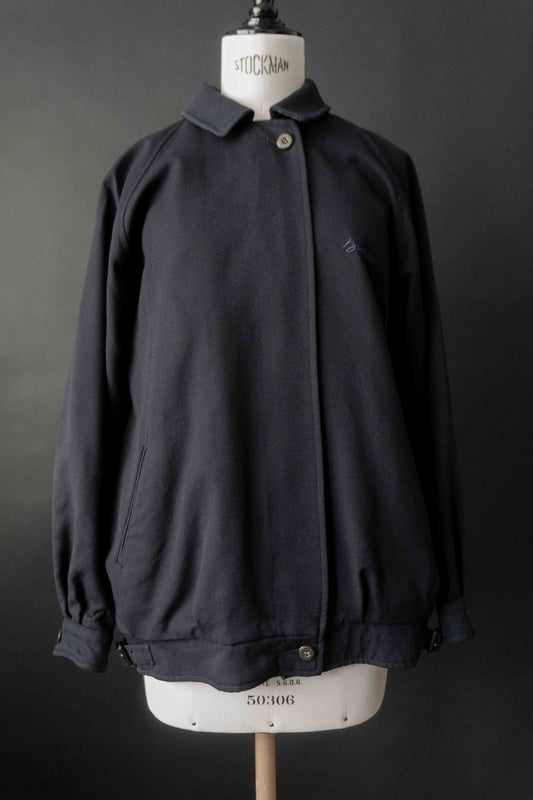 Vintage Burberry Blouson aus Wolle in Navy mit Stickerei und Nova Check Innenfutter