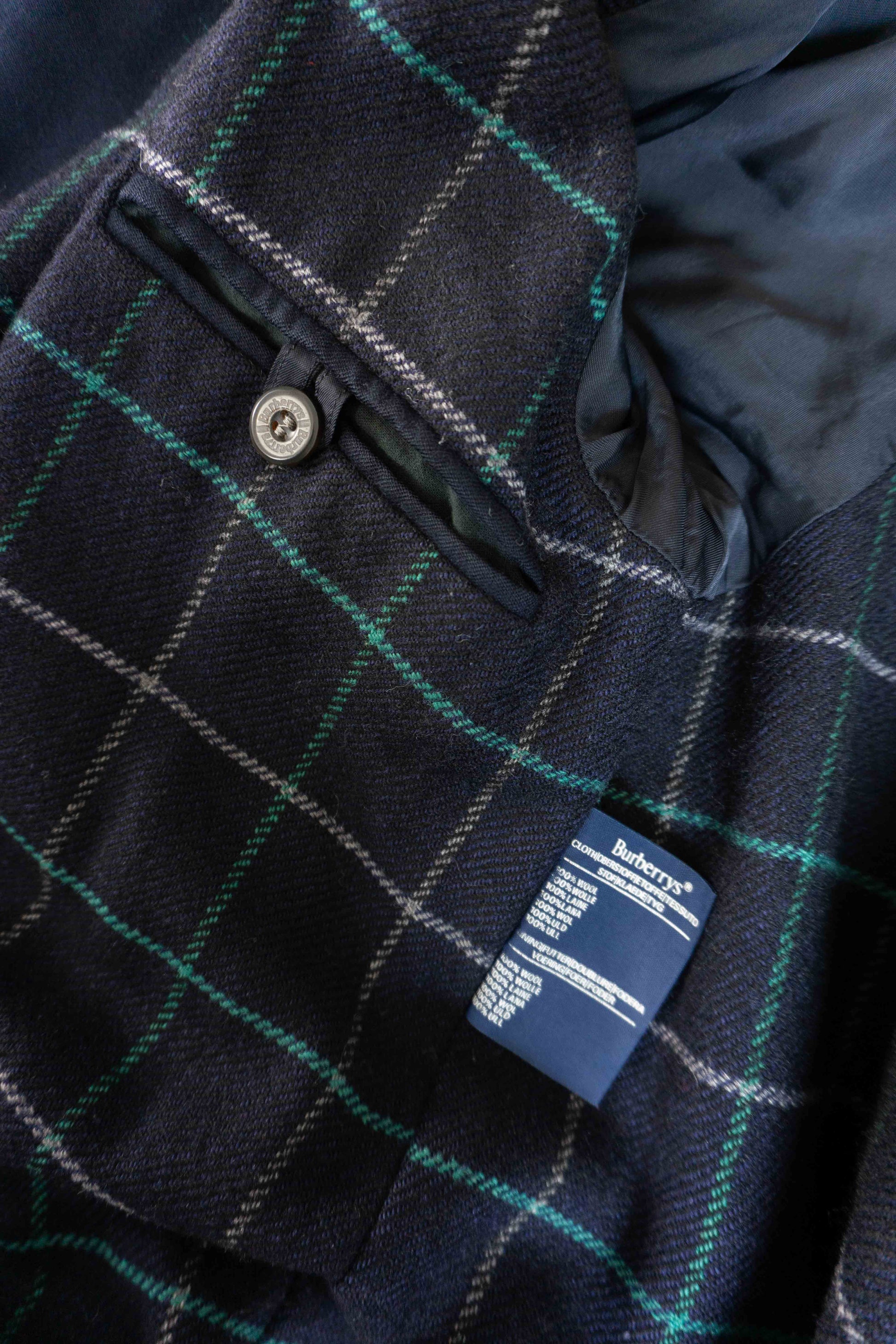 Vintage Burberry Blouson aus Wolle in Navy mit Stickerei und Nova Check Innenfutter