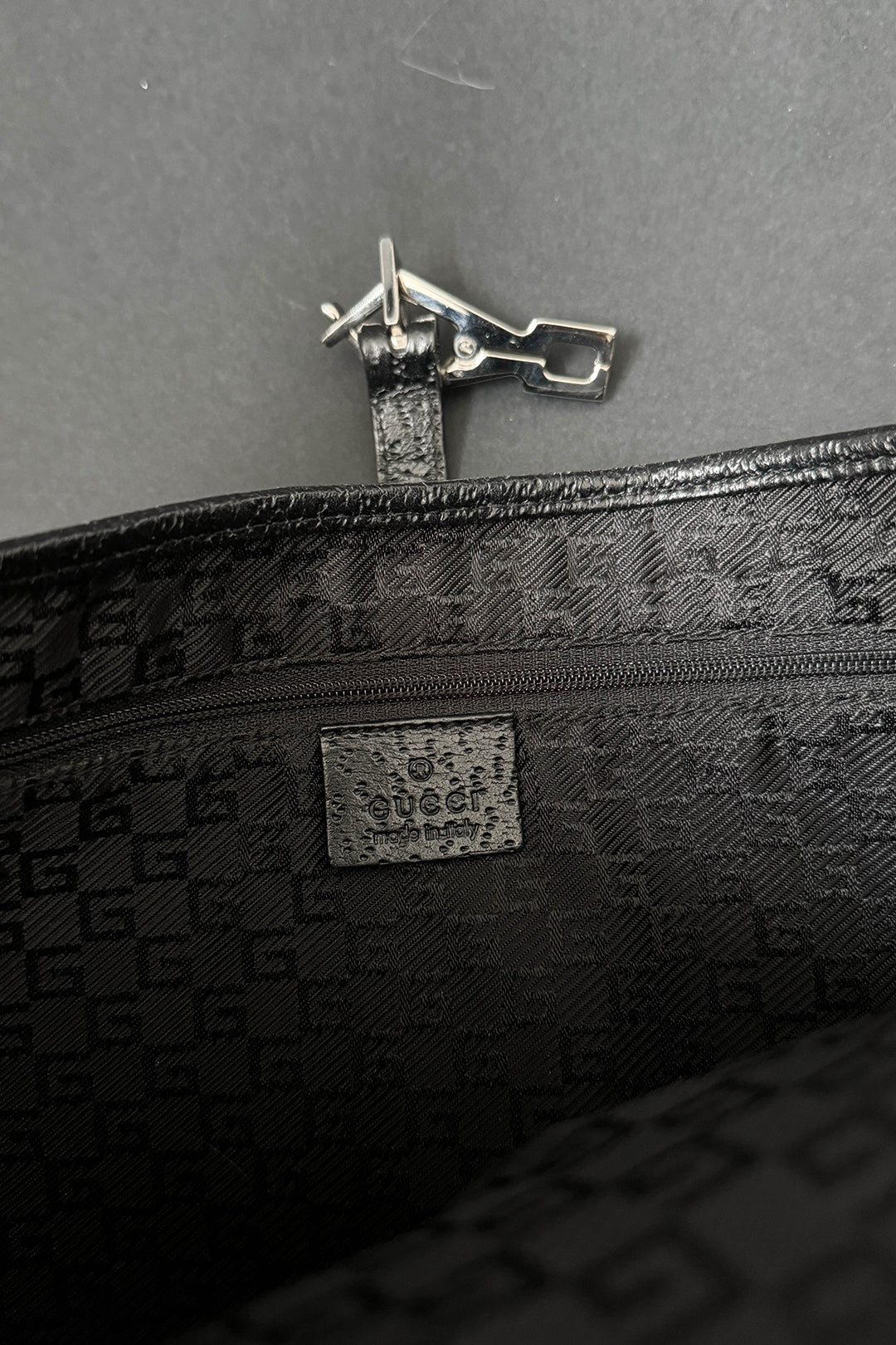 Gucci Jackie Bag in Schwarz mit Bambusgriff & silberfarbener Hardware – Vintage Designer Tasche