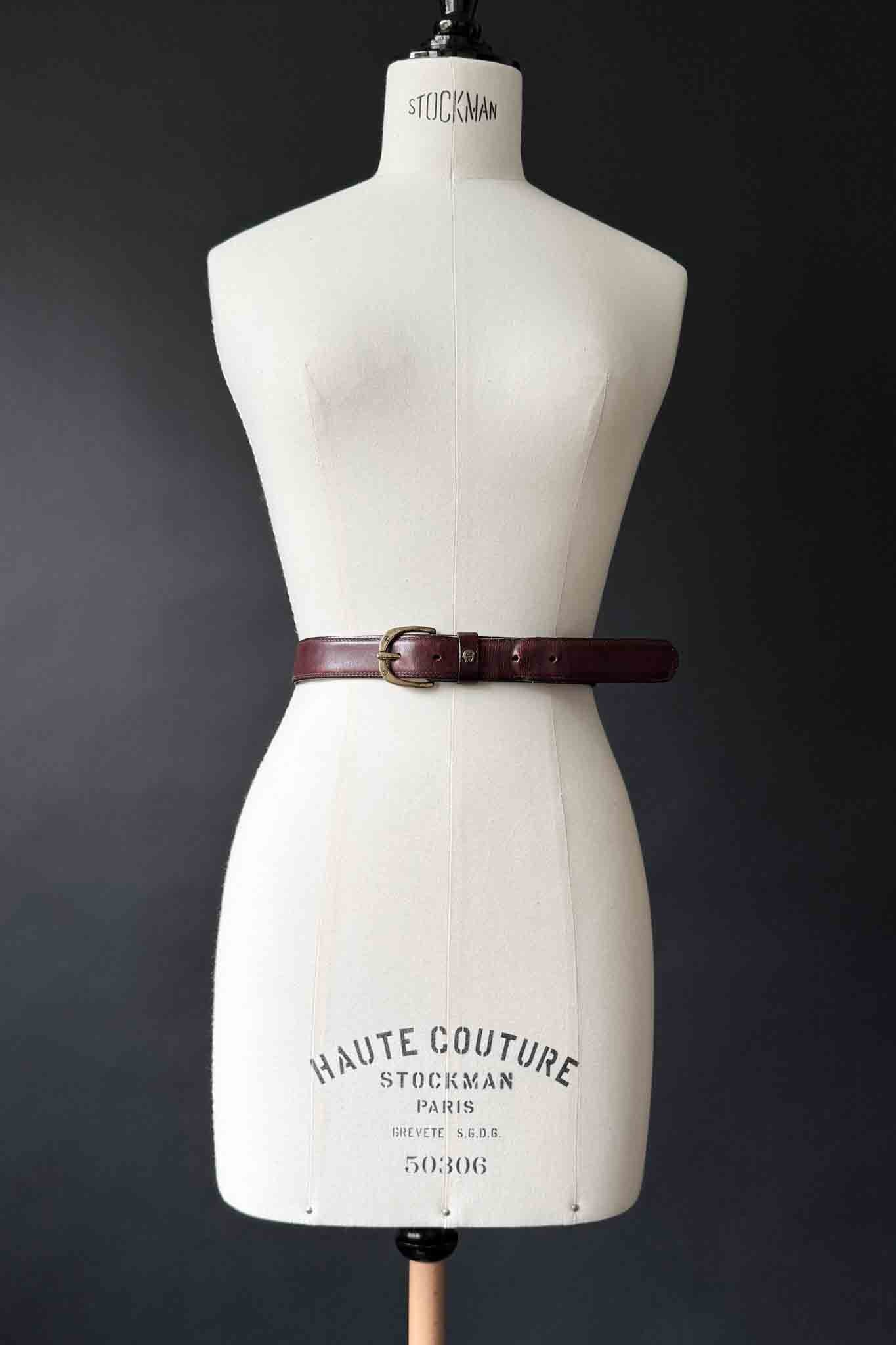 Weinroter Aigner Gürtel aus Echtleder, 80s Vintage Accessoire