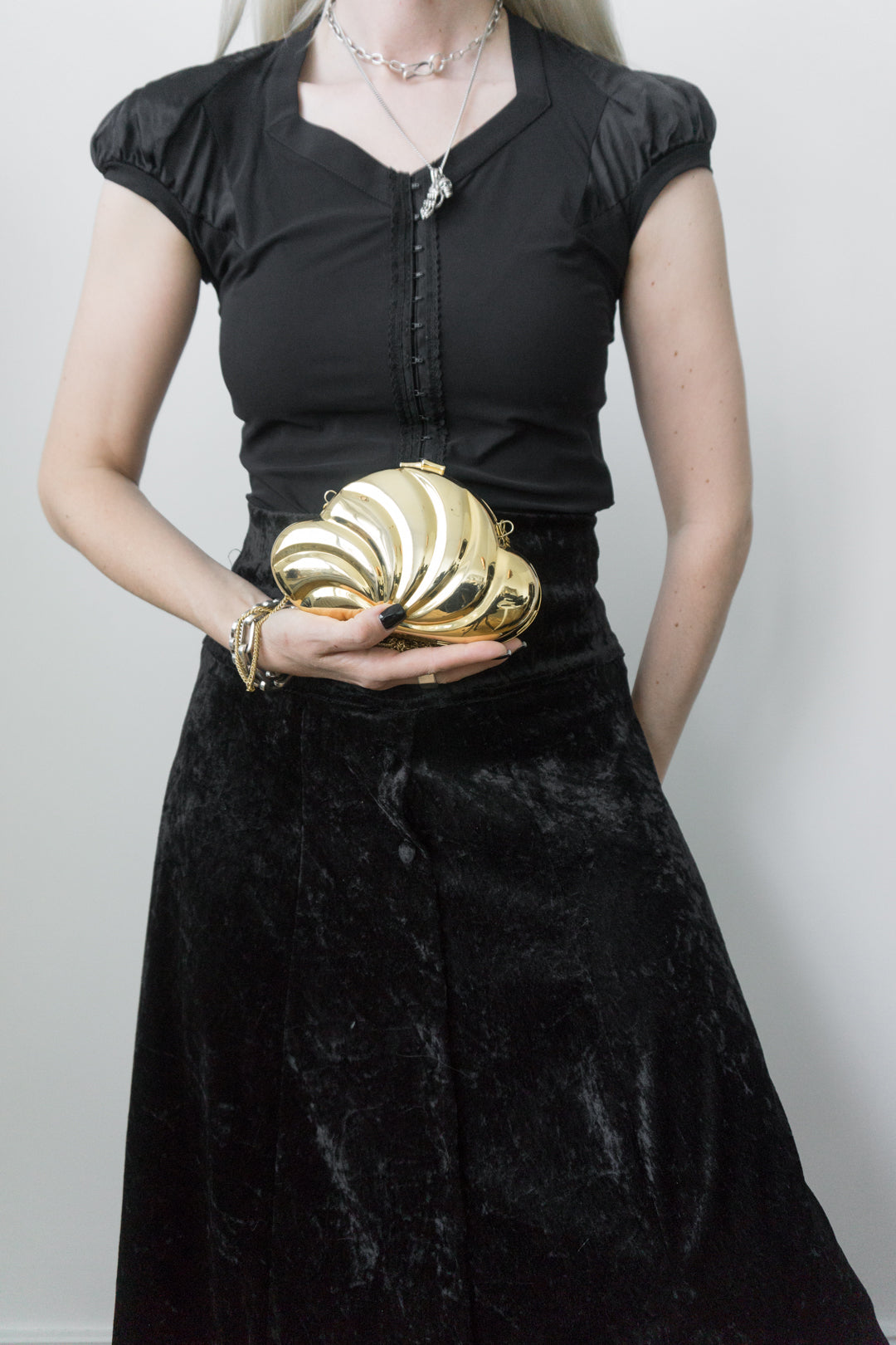 80s Muschel Clutch Gold