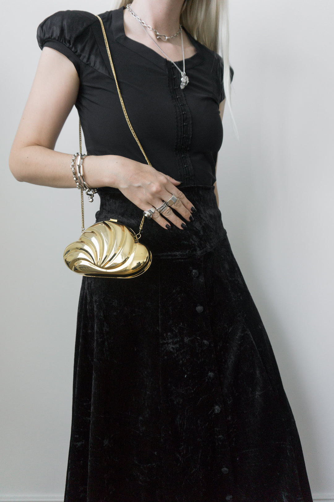 80s Muschel Clutch Gold