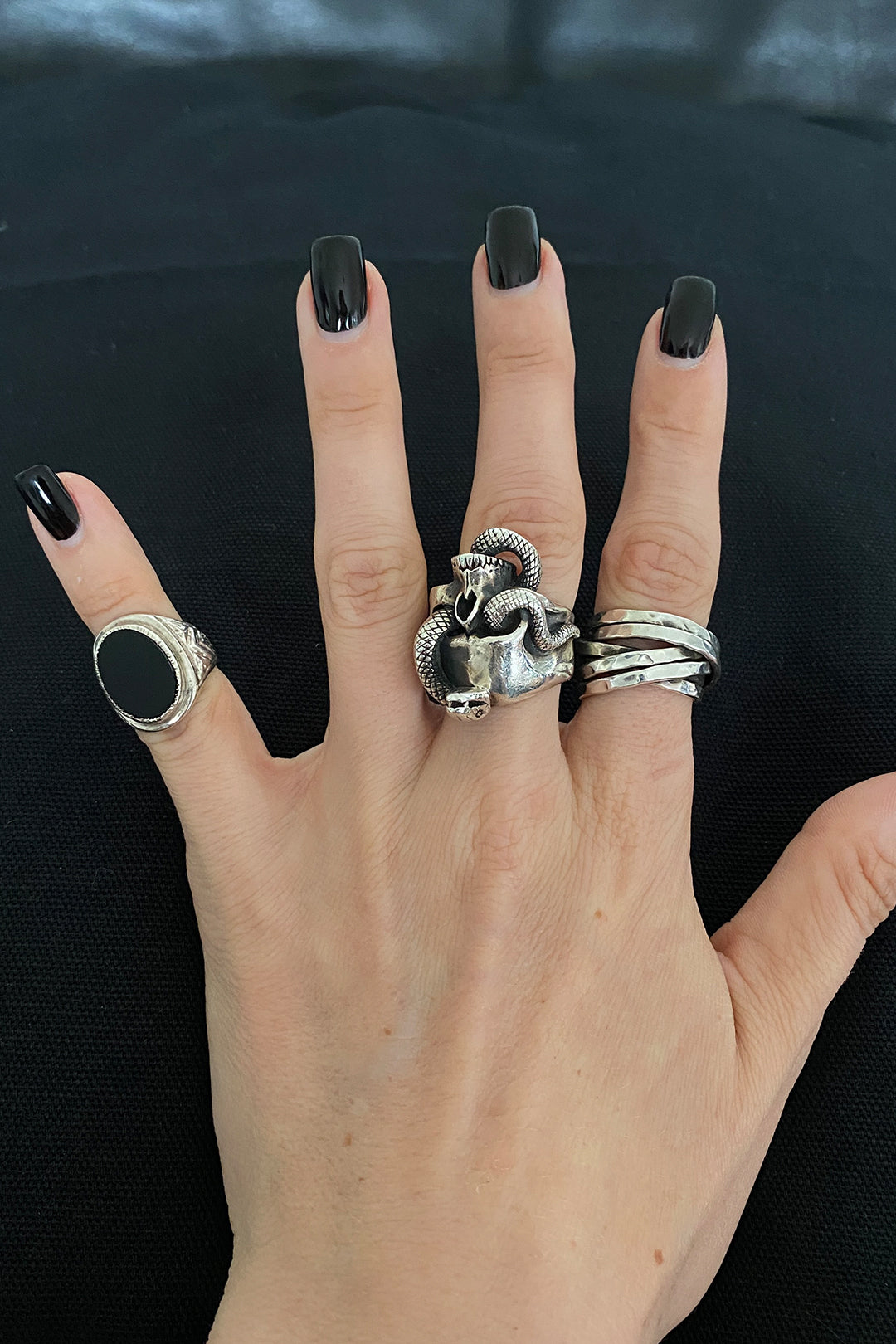 Signet ring 925 silver onyx XS