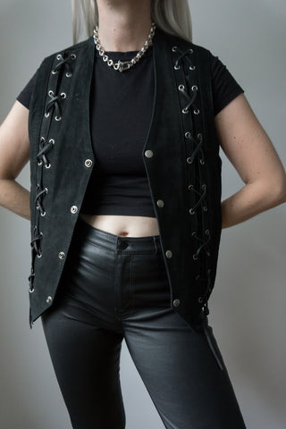 Leather vest lacing