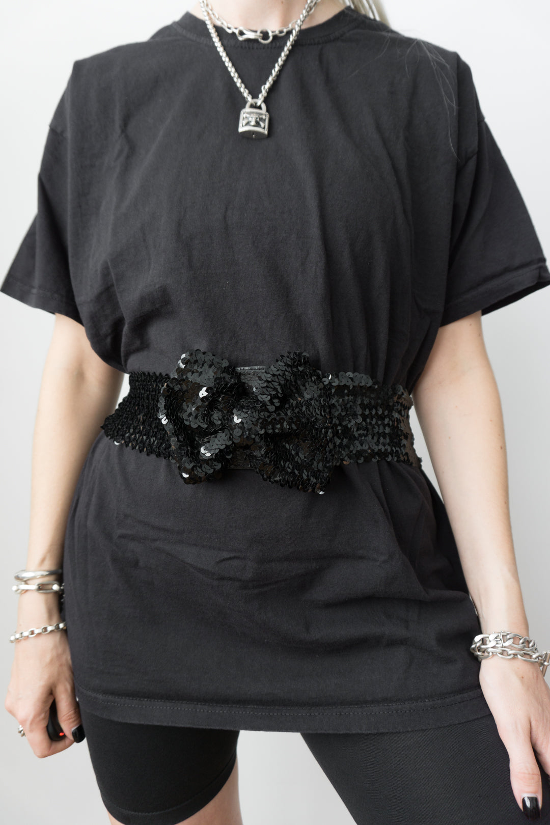 Black sequin belt