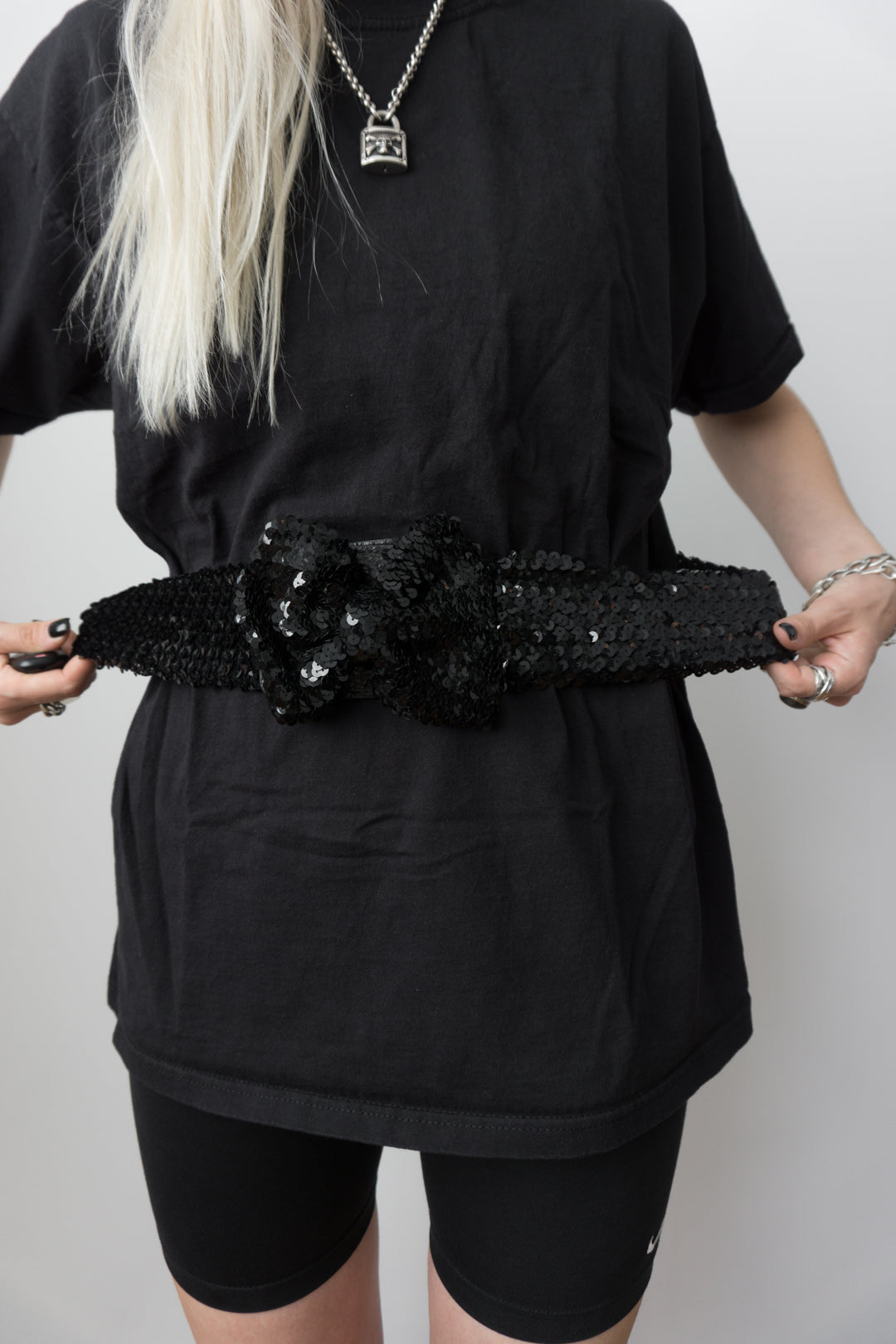 Black sequin belt