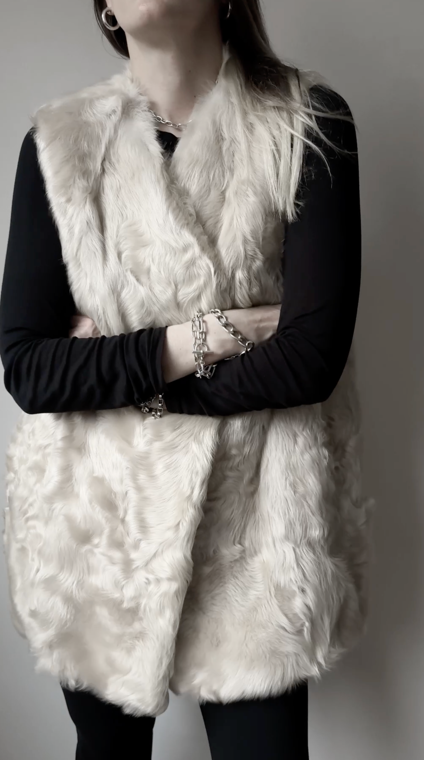 Vintage Pelzweste Lammfell, Creme, M–XL theplaincircle vintage