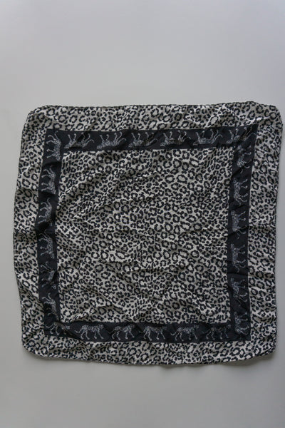 Shawl Black White Leopard Silk