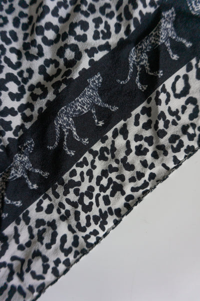 Tuch Schwarz Weiß Leopard Seide