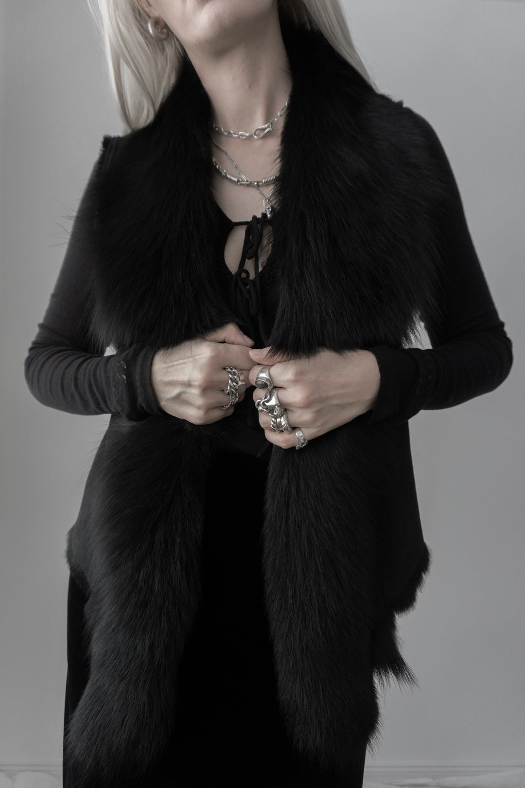 Vintage Pelzweste Nerz, Schwarz, XS–M theplaincircle vintage